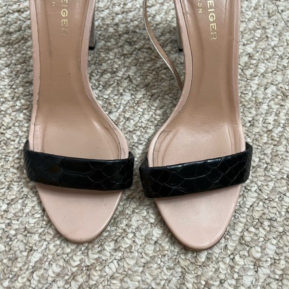 Kurt Geiger black strappy snake print heels size 40.5 - Picture 2 of 9